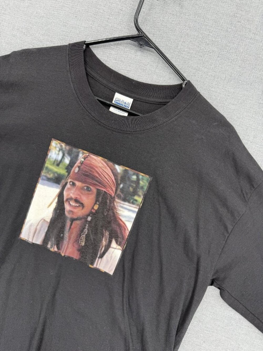 Vtg Gildan Captain Jack Sparrow T-Shirt Johnny Depp Mens L Tee Y2K